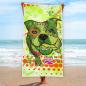 Preview: Badehandtuch Lani – Popart-Hundemotiv, 75x165 cm, 100 % Polyester, weich & schnelltrocknend